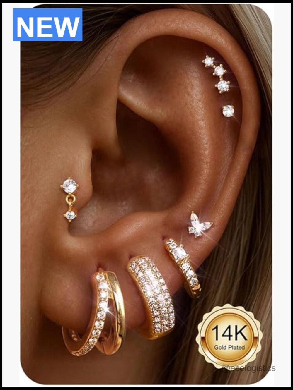 Hypoallergenic Gold Earrings Stack for Women - 7 Pairs Surgical Steel Hoops &